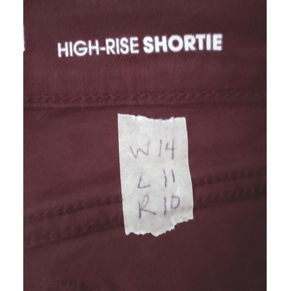 DENIZEN from Levi's High Rise Shortie Burgundy Distressed Cuffed Denim Shorts - Picture 7 of 8